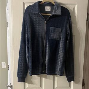 Urban Outfitters Blue Velvet Zip-Up Sweater